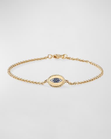 David Yurman Evil Eye Charm Bracelet with Sapphires and Diamonds, Adjustable