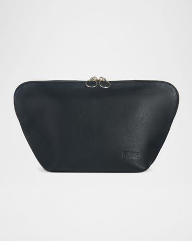 KUSSHI Vacationer Leather Makeup Bag, Navy