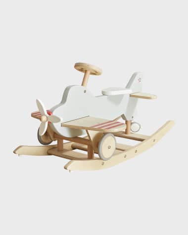 Wonder & Wise Kid's Wooden Airplane Rocker & Ride-On