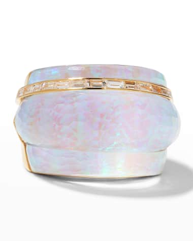Stephen Webster Statement Ring in White Opalescent with Clear Quartz
