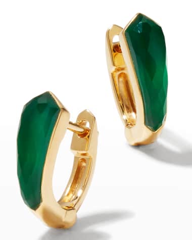 Stephen Webster Yellow Gold Sleeper Earrings with Green Agate