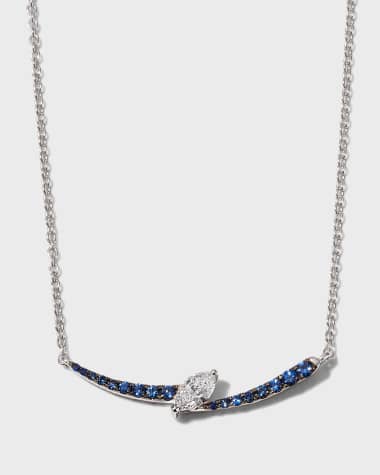 Frederic Sage White Gold Slanted Marquise Diamond Necklace