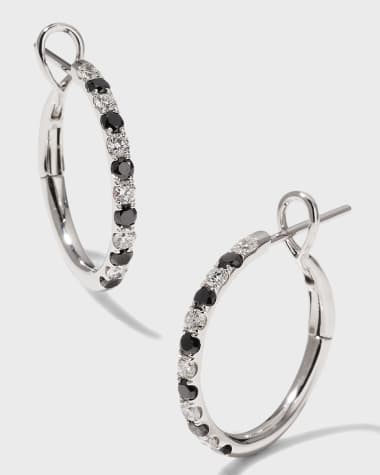 Frederic Sage Alternating Black and White Diamond Hoop Earrings