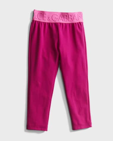 Dolce&Gabbana Girl's DG Logo-Waistband Leggings, Size 4-6