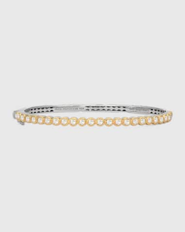 Three Stories Jewelry Two-Tone Hammered and Bezel-Set Diamond Bracelet
