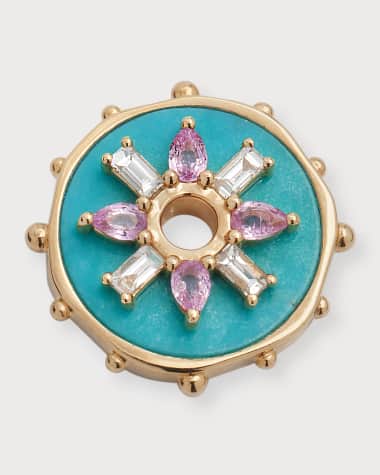 Three Stories Jewelry 14k Yellow Gold Love Disc Single Earring Charms with Turquoise