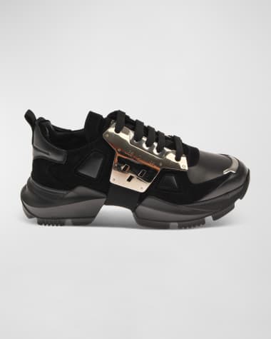 Les Hommes Men's Colorblock Mix-Leather Chunky Sneakers