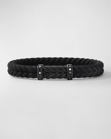 David Yurman Men's Chevron Rubber Bracelet with Titanium, 9mm