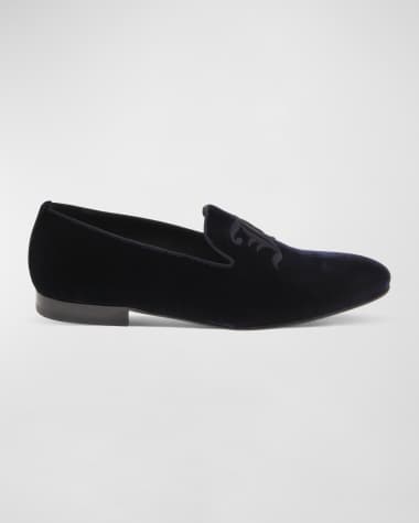 John Galliano Paris Men's Logo Velvet Loafers