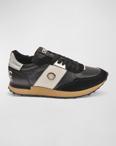 Costume National Men's Logo Mix-Leather Trainer Sneakers