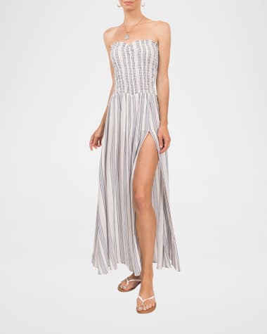 Elan stripe convertible new arrivals strapless maxi dress