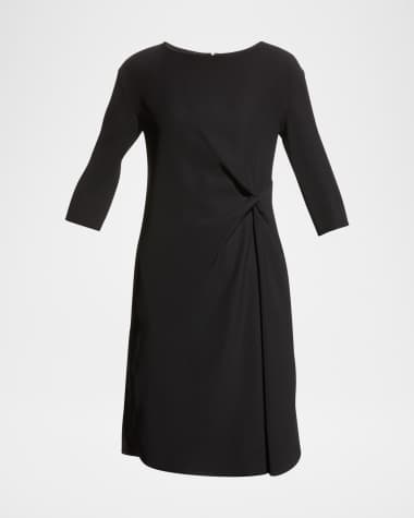 Emporio Armani Techno Cady Gathered Shift Dress