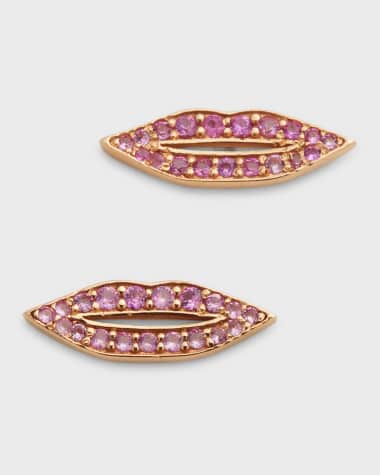 GINETTE NY Pink Sapphire French Kiss Stud Earrings
