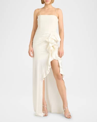 Cinq a Sept Drina Sleeveless Satin Wrap Gown