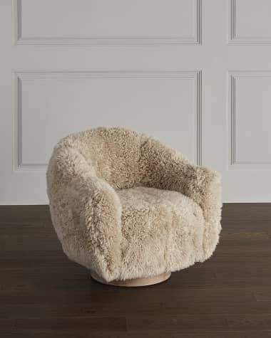 Interlude Home Simone Sheepskin Swivel Chair