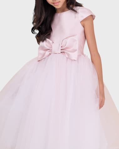 Petal Pink Satin Bow Crop Top and Tulle Ballet Skirt Set – Risette