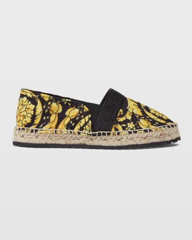 Versace Girl’s Greca Barocco Flat Espadrilles