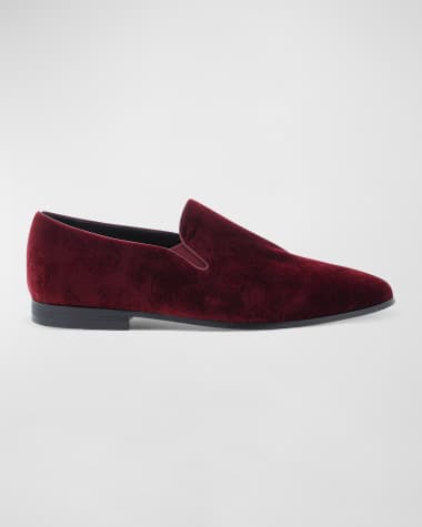 Robert Graham Men's Renegade Skull-Embossed Velvet Loafers