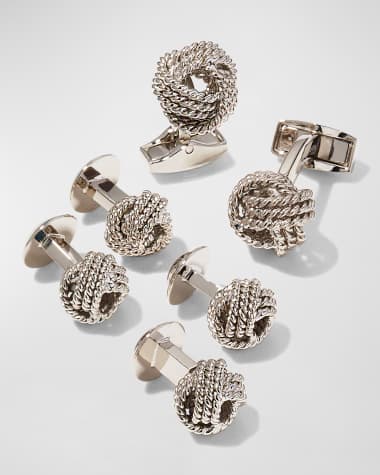 Tateossian Men's Cable Knot Metal Cufflinks & Stud Set
