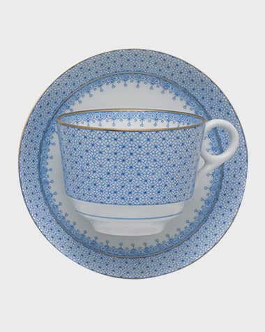 Mottahedeh Cornflower Lace Teacup & Saucer Plate