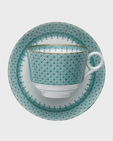 Mottahedeh Green Lace Teacup & Saucer Set