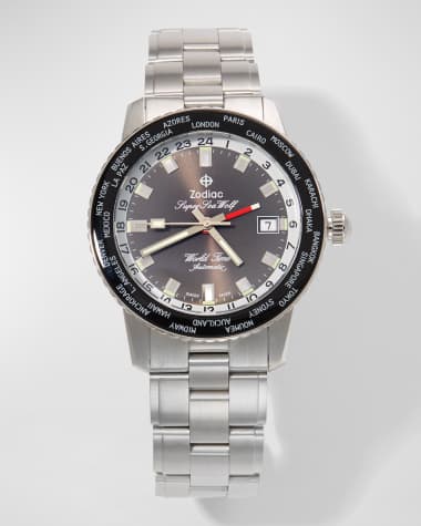 ZODIAC Men's Super Sea Wolf World Time Bracelet Watch