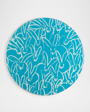 Hunt Slonem Rabbit Run Round Lacquer Placemat, Blue