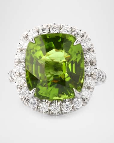 Robert Erich Platinum Handmade Peridot and Diamond Statement Ring