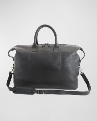 ROYCE New York Monogrammed Leather Duffel Bag with Suitcase Handle Strap