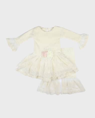Haute Baby Girl's Juliet Lace Rosette Tutu w/ Pants, Size Newborn-4T