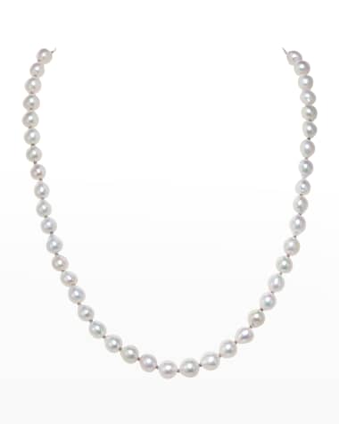 Margo Morrison Petite White Baroque Pearl Necklace, 7-8 mm, 18”L