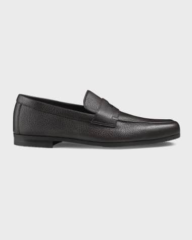 John Lobb Men's Thorne Soft Textured Leather Penny Loafers