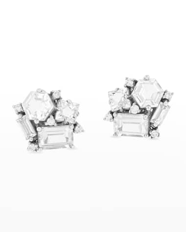 KALAN by Suzanne Kalan 14K White Gold Post Earrings, White Topaz
