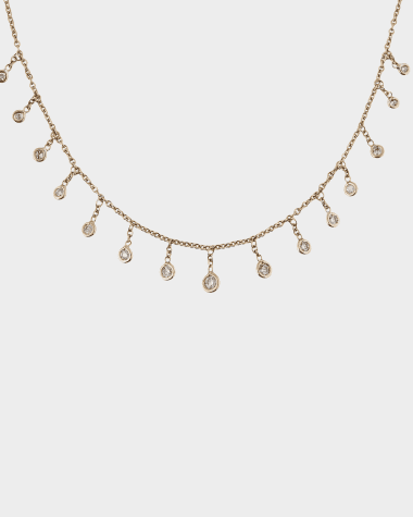 Jacquie Aiche Yellow Gold 15-Diamond Drop Necklace