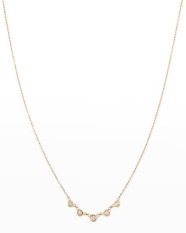 Jacquie Aiche Yellow Gold 5-Diamond Emily Necklace