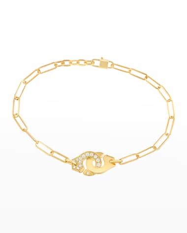DINH VAN Yellow Gold Menottes R10 Medium One-Side Diamond Bracelet