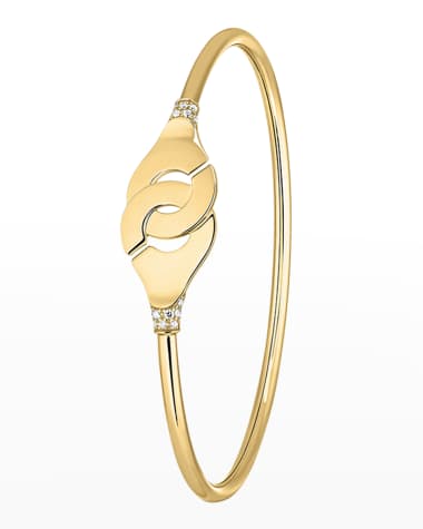 DINH VAN Yellow Gold Menottes R12 Flex Bracelet with Diamond Shoulders