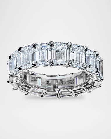 Vivid Blue Platinum Emerald Diamond Eternity Band Ring