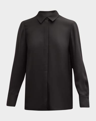 Lafayette 148 New York Scottie Silk Button-Down Blouse