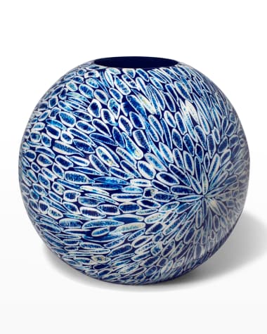 LADORADA 12" Blue Almendro Rose Bowl Vase