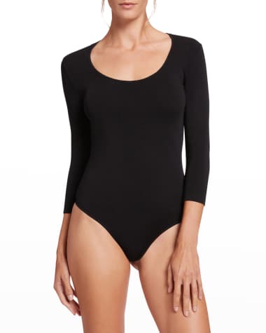 Women's Wolford Black Off the Shoulder Boatneck Bodysuit Medium M thong