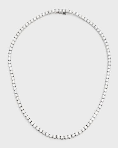 Neiman Marcus Diamonds 18K White Gold Round Diamond Tennis Necklace, 17"L, 25.75tcw