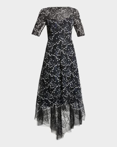 Rickie Freeman for Teri Jon 3D Lace High-Low Cocktail Dress