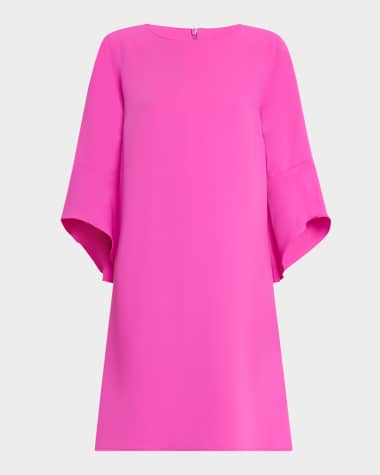 Caroline Rose Julia Bell-Sleeve Crepe Dress