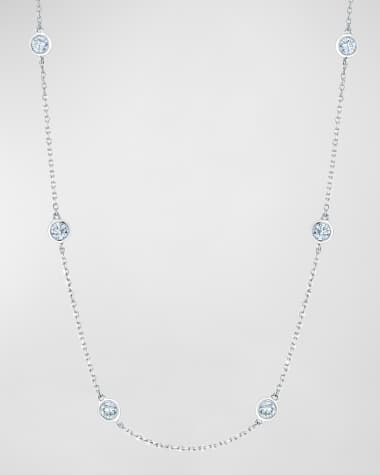 Neiman Marcus Diamonds Platinum Diamond Station Chain Necklace, 16"L, 1.80tcw