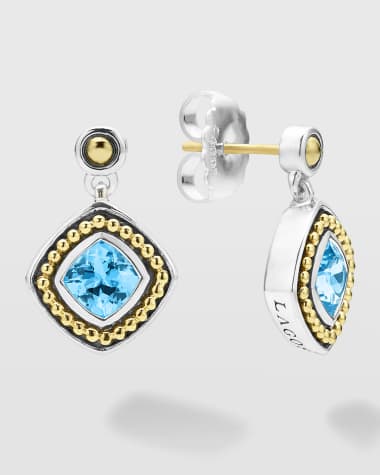 LAGOS Rittenhouse Blue Topaz 6mm Cushion Post and Drop Earrings