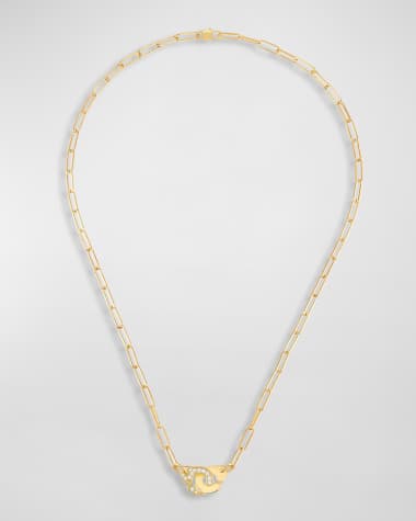 DINH VAN Yellow Gold Menottes R10 Medium Chain Necklace with 1 Side Diamond