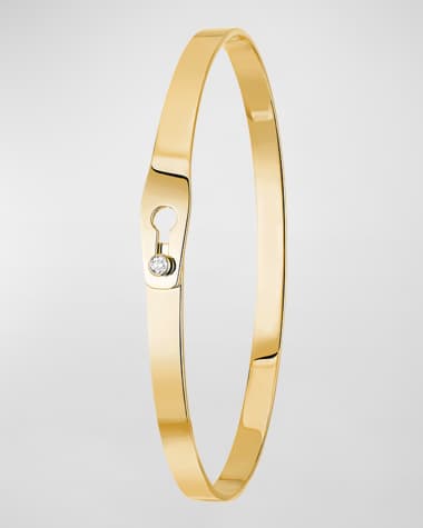 DINH VAN Yellow Gold Secure Narrow Bangle Bracelet with 1 Diamond