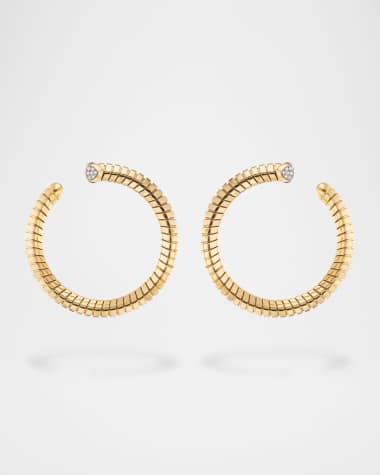 Marina B 18K Yellow Gold Trisolina Diamond Hoop Earrings