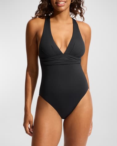 Seafolly Plunge Cross-Back One-Piece Swimsuit